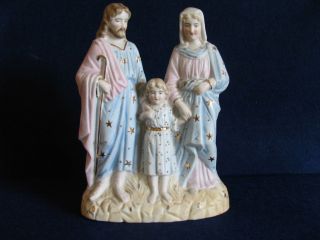 Heilige Familie Figurengruppe Volkskunst - Geprägte Nummer 1811 Dachbodenfund Bild