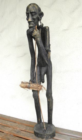 Holzfigur Schwarzer Mann Erotisch Antik Jäger Sammler Nackt Geschnitzt 93cm Hoch Bild
