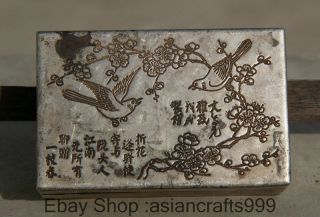 8cm Alte Chinesische Dynastie Miao Silber Plum Blumen - Vogel - Schmuck - Box Casket Bild