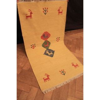 Wunderschön Handgeknüpfter Orient Teppich Gabbeh Kelim Carpet Tapis 140x75cm Bild
