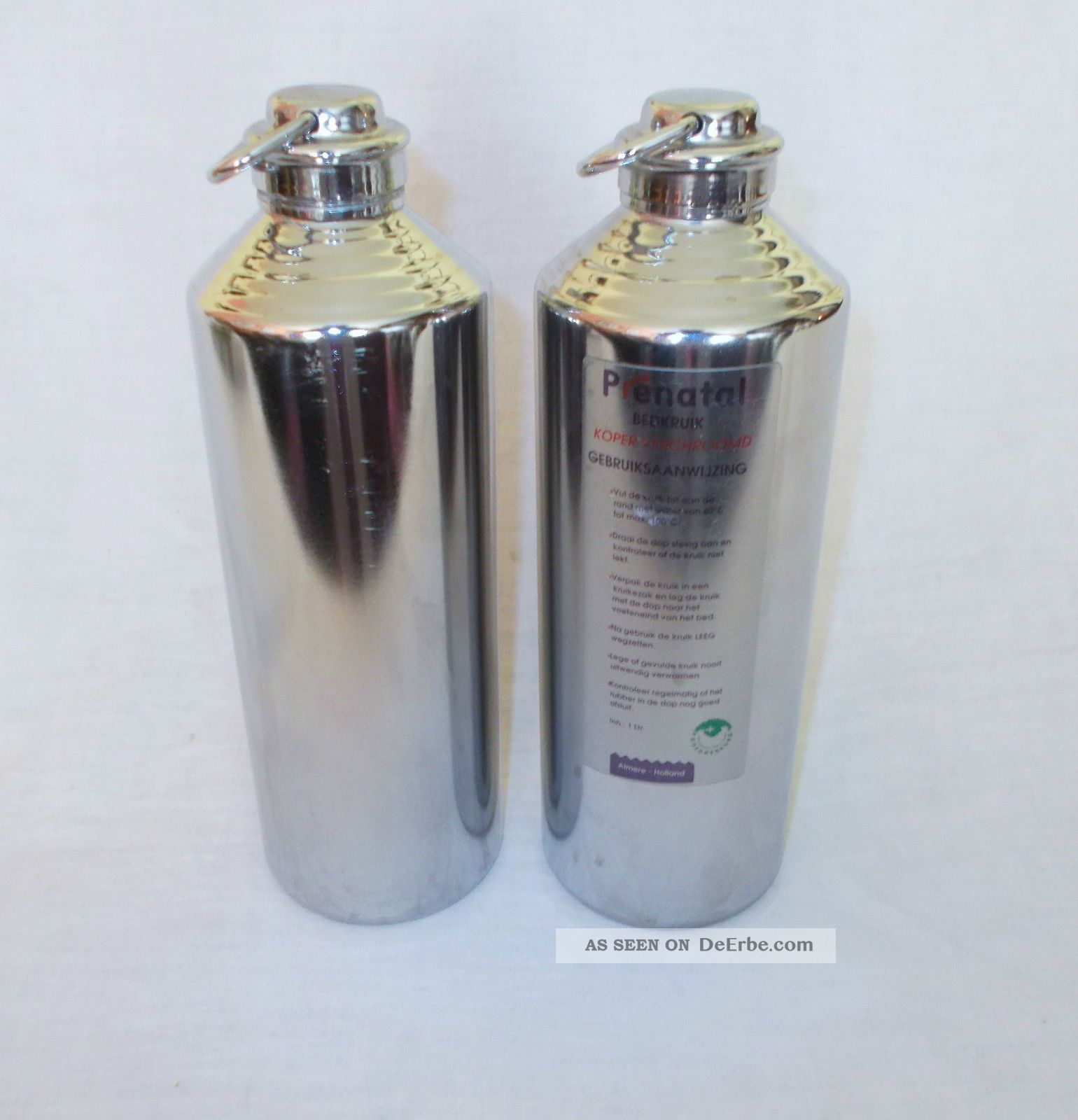 Zwei Wärmflaschen Kupfer Chrom Zylinderförmig,  Höhe Ca.  26,  5 Cm,  Durchm.  Ca.  8 Cm Metallobjekte Bild