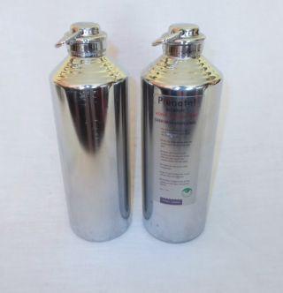 Zwei Wärmflaschen Kupfer Chrom Zylinderförmig,  Höhe Ca.  26,  5 Cm,  Durchm.  Ca.  8 Cm Bild