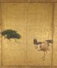Sechsteiliger Stellschirm Japan,  Frühe/mittl.  Edo - Periode - 5 Kraniche Und Kiefer Mobiliar vor 1900 Bild 3