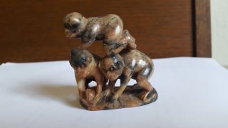Antike Jade Skulptur - 3 Affen Bild