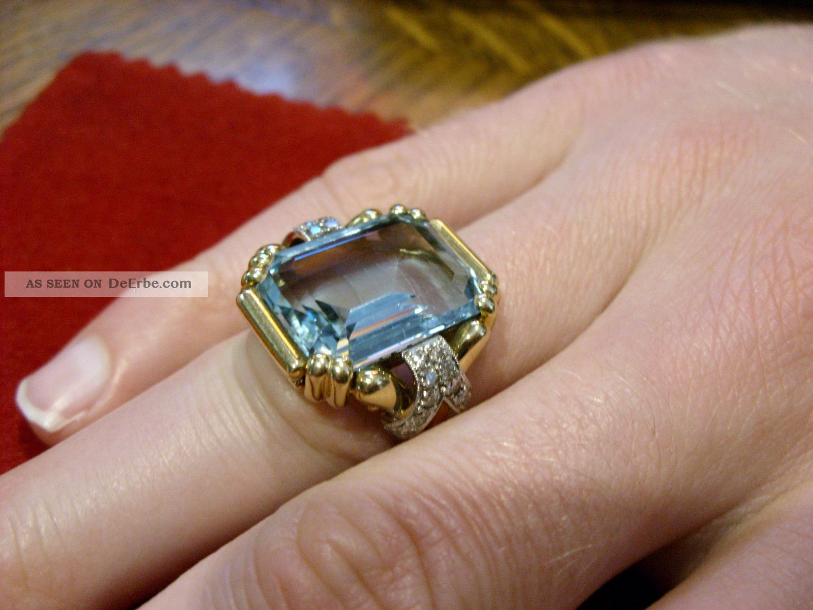 Prächtiger Goldring 750er Mit Aquamarien 28 Kl.  Diamanten 15,  43 Gramm Ringe Bild