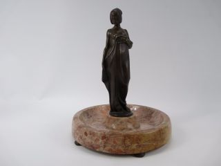 Alte Bronze Frauen Figur Auf Marmorsockel 37cm Hoch Bild
