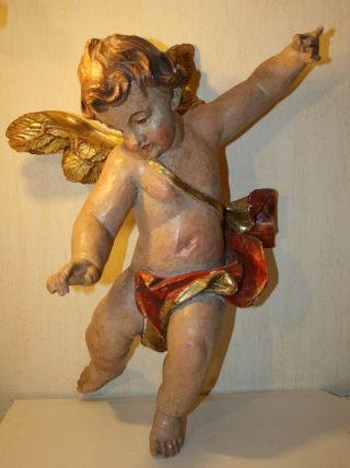 Putte Engel Große Figur Holzschnitzerei Blattvergoldet Ca 57 Cm Nr 02 Bild