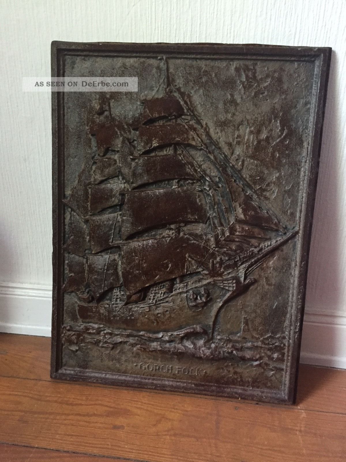 Bild Gorch Fock Segelschiff,  Massives Eisenschild,  1978,  Nautik Nautika & Maritimes Bild