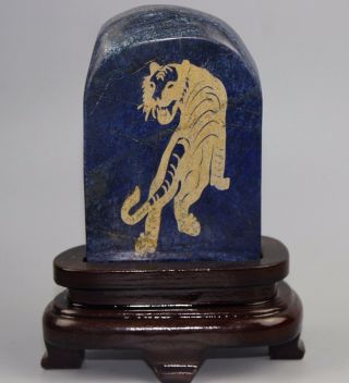 Chinese Lapis Lazuli Tiger Images Statue With Base Bild