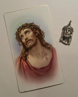 Anhänger Medaille Ecce Homo Jesus,  Andachtsbild Holycard Santino Bild