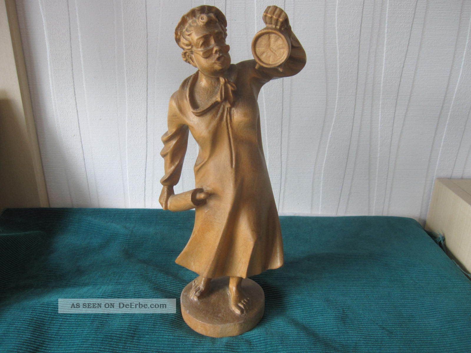 Schöne Holzfigur - Die Liebe Frau - Wartet Schon - 70 Er.  Jahre - Tirol Holzarbeiten Bild