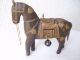 Antikes Origi.  Wunderschönes Holz - Pferd Mit Vielen Bronze/messing - Verzierungen Holzspielzeug Bild 1