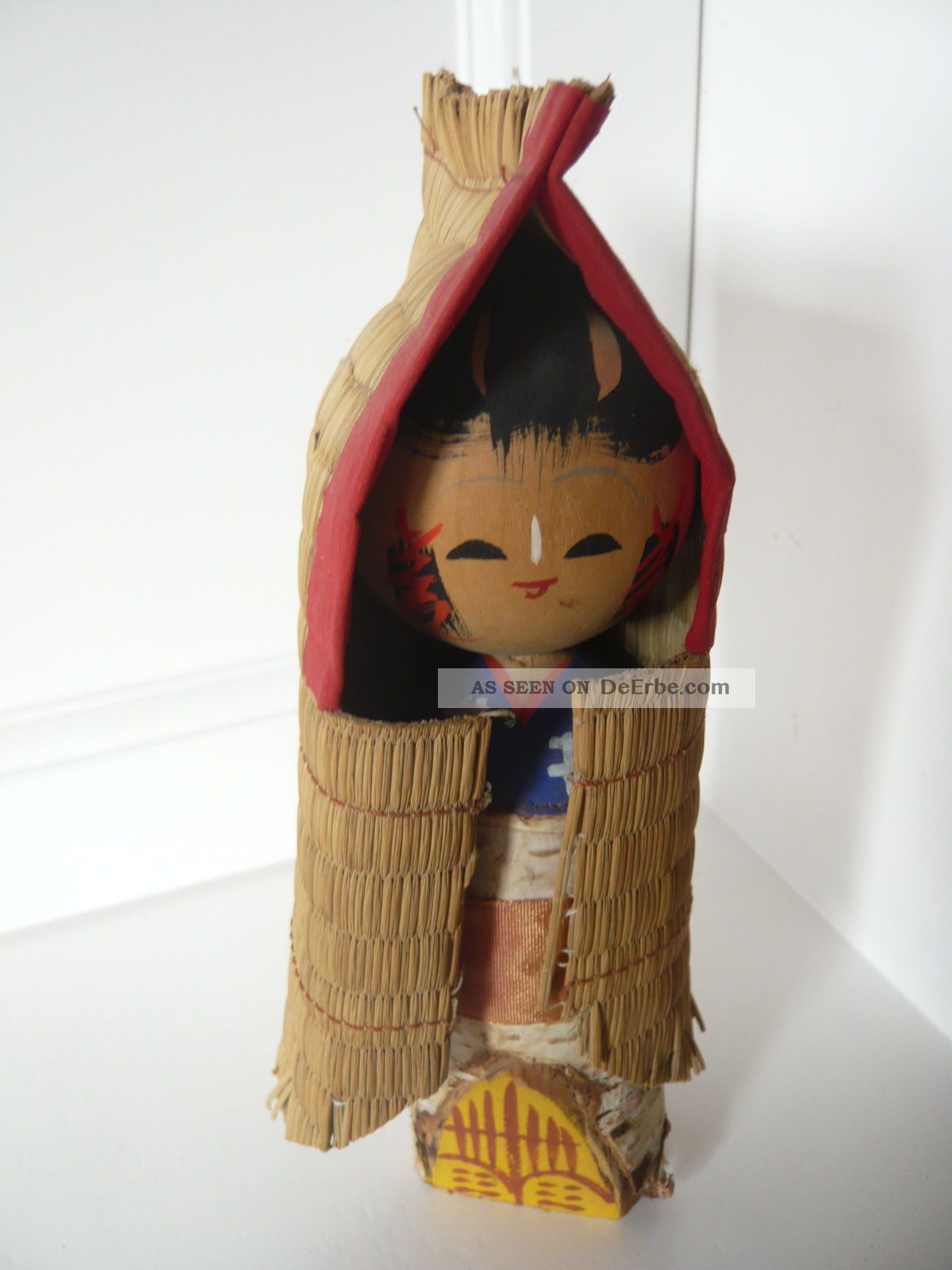 Alte Originale Japanische Kokeshi Puppe - Holz Handarbeit - Vintage Entstehungszeit nach 1945 Bild