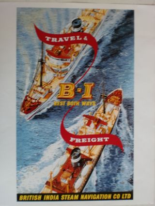 Maritim Plakat Poster Reederei British India Line,  Repro V.  Um 1951 - R Bild