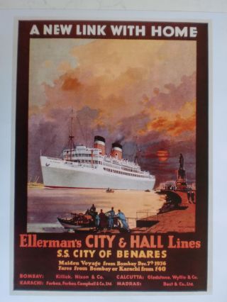 Maritim Plakat Poster Reederei Ellerman Lines,  Repro V.  V.  1936 - Rarit Bild