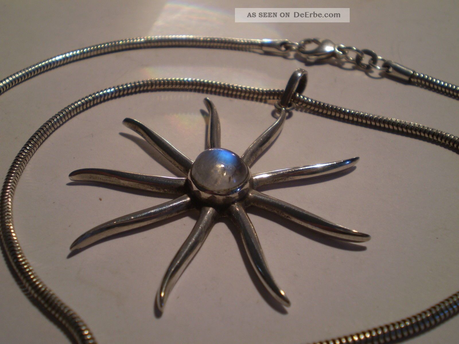 Wertvolles Geschmiedetes Mondstein Silbercollier / 925 Sterling / Mondsteinkette Schmuck & Accessoires Bild