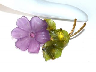 50iger Jahre Veilchen Brosche - Flieder Blüten Brosche - Violett Brooch Bild