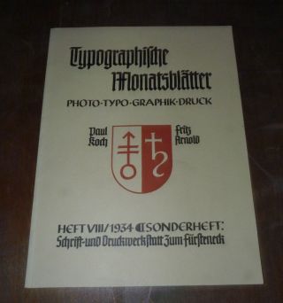 Typographische Monatsblätter - Heft 8 - Sonderheft 1934 - Paul Koch Fritz Arnold Bild