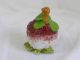Zuckerdose Deckeldose Pressglas Vallerysthal Schnecke Auf Erdbeere Opak Bemalt Sammlerglas Bild 1