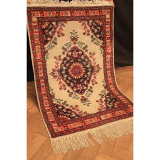 Schöner Handgeknüpfter Blumen Teppich Herati Nain Kum Carpet Tappeto 80x130cm Bild