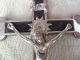 Vintage Antikes Standing Pedestrial Metal Wood Crucifix Cross Kreuz 25 Cm Skulpturen & Kruzifixe Bild 3
