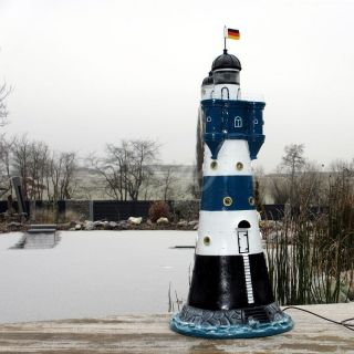 Leuchtturm Blauer Sand Blau/weiß 120 Cm Doppellicht Garten Deko Nordsee Maritim Bild