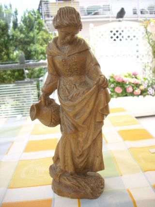 Holzfigur - Heiligenfigur - Hl.  Notburga - Magd Mit Krug - Geschnitzt - Deko - Bild