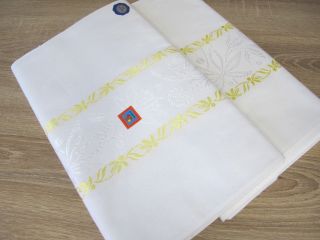 2 Betttücher Bettlaken Weiß Mit Gelber Webkante Pusteblume Unbenutzt 16 Bild