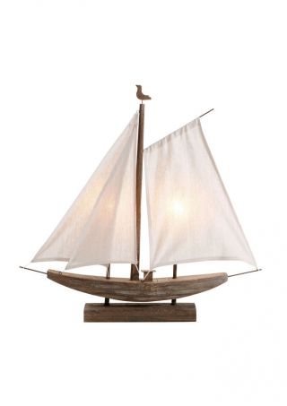Deko Lampe Segelboot Tischleuchte Braun Aus Holz Ca.  70 X 62,  5 X 11 Cm Eek A, Bild