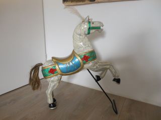 Antikes Niederländisch Karussellpferd.  Kirmes Pferd.  Holz.  Handbemalt 70 X 58 Cm Bild