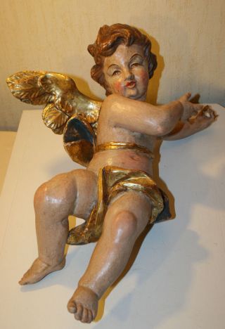 Putte Engel Große Figur Holzschnitzerei Blattvergoldet Ca 52 Cm Nr 01 Bild