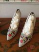 Bestickte Außergewöhnliche True Vintage 1950 Er Damen Schuhe Pumps Perlen Kleidung Bild 1