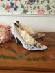 Bestickte Außergewöhnliche True Vintage 1950 Er Damen Schuhe Pumps Perlen Kleidung Bild 7
