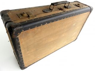 Antik Reisekoffer Holzkoffer,  Leder Überseekoffer Vintage Nostalgie Box Truhe Bild