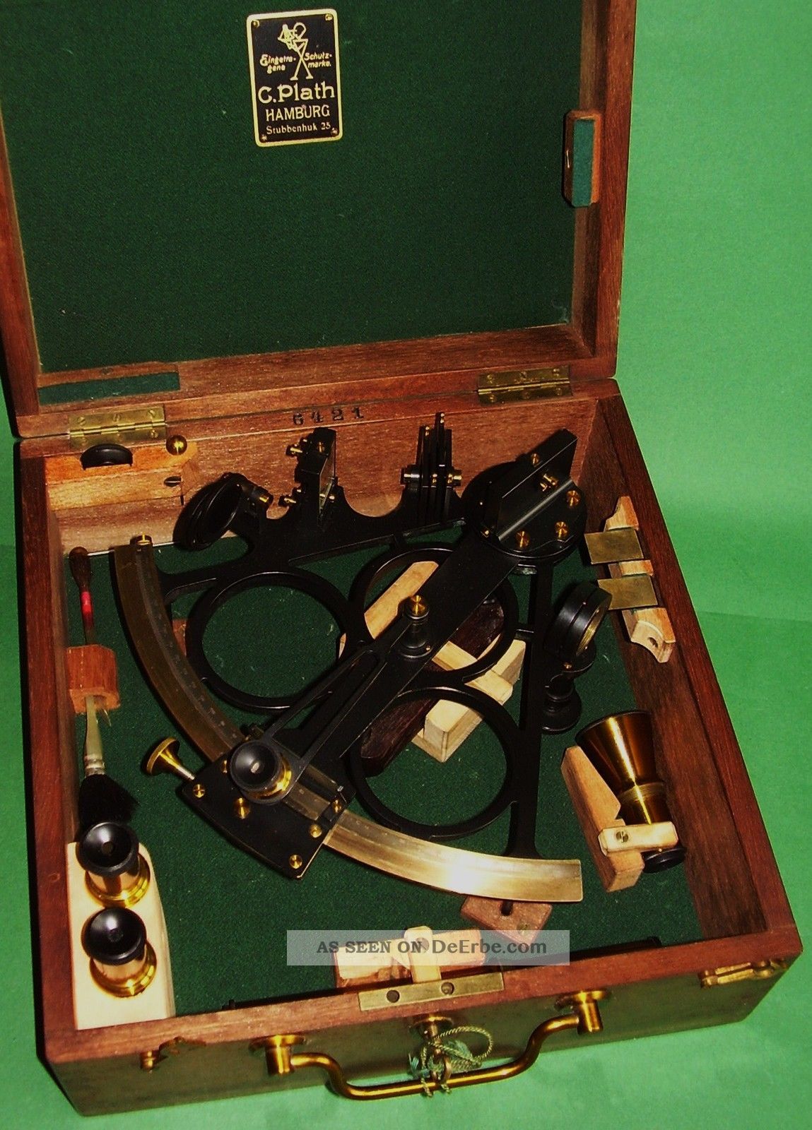 Ant.  Sextant C.  Plath Hamburg Optik Marine Astronomie Seewarte - Attest Okt.  1912 Technik & Instrumente Bild