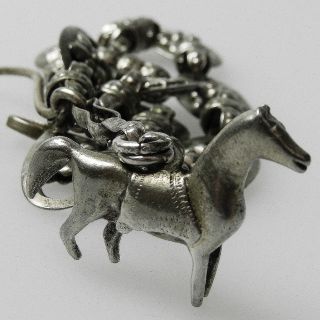 Uralte Silber Trachtenkette Mit Pferd - Charivari - Um Ca.  1850 - S4822 Bild