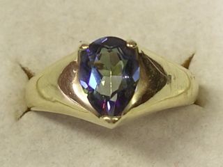 Traumhafter Ring Mit Rätselhaftem Blauen Stein Tropfenform Gold 585/14 Karat Bild
