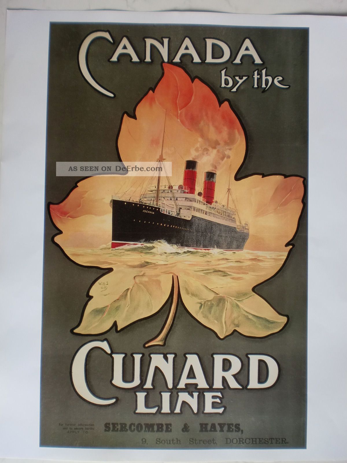 Maritim Plakat Poster Reederei Cunard Line,  Repro V.  1911 - Rarität Nautika & Maritimes Bild