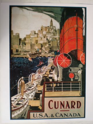 Maritim Plakat Poster Reederei Cunard Line,  Repro V.  Um 1920 - Rarität Bild