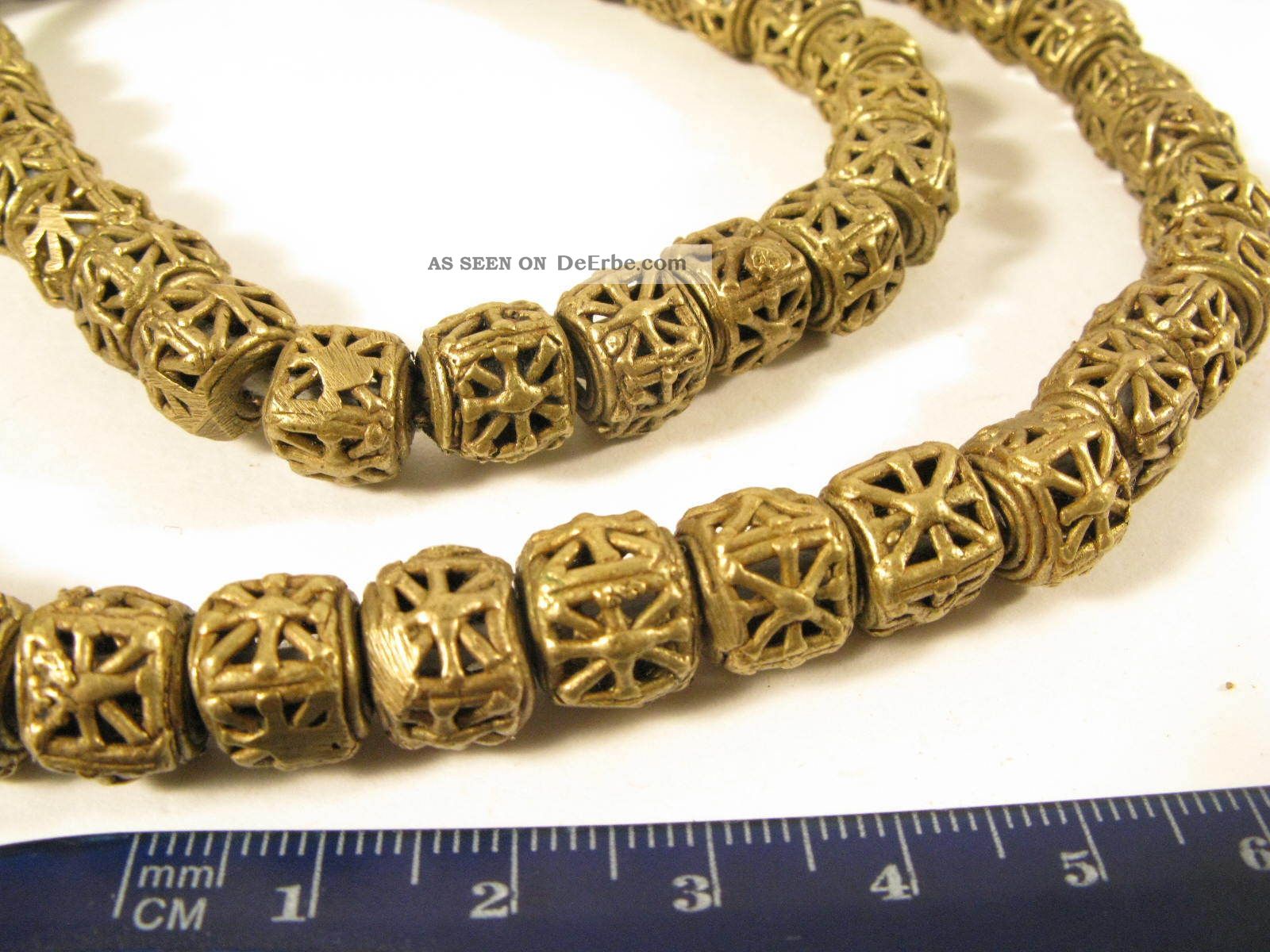 Strang Messingperlen 11mm Gelbguß Ghana Brass Beads Ashanti Akan B Afrozip Entstehungszeit nach 1945 Bild