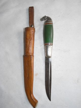Altes Finnland Messer Signiert Finnenmesser Pferdekopf Jagdmesser Vintage Knife Bild