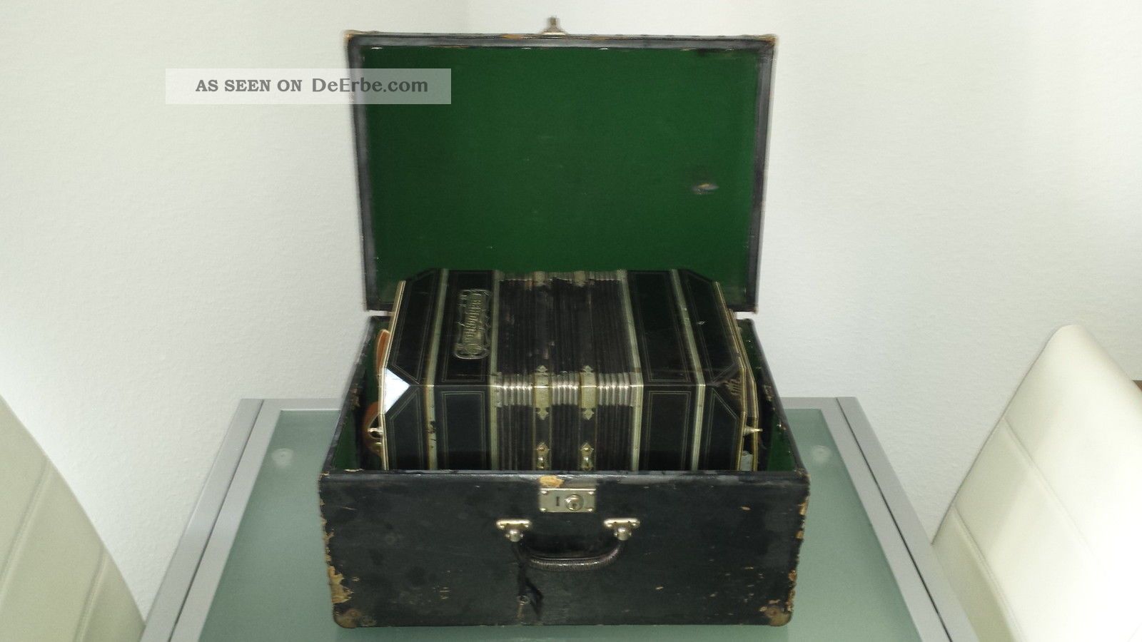 Bandoneon Bandonion Chromatiphon Koffer Hugo Stark Rebesgrün 20er 30er Musikinstrumente Bild