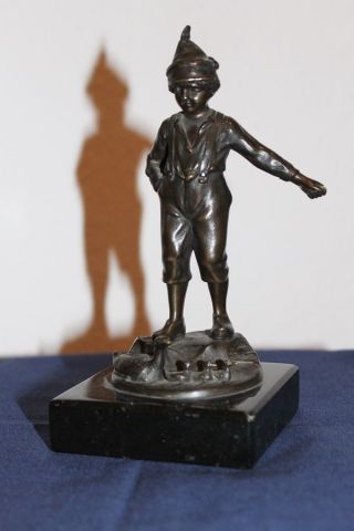 Bronze - Figur Hirtenjunge Mit Enten Orig.  Ca.  1920 Signiert: H.  Keck Bild
