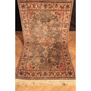 Traumhaft Fein Handgeknüpfter Orient Blumen Teppich Nain Sa Rug Carpet 95x170cm Bild