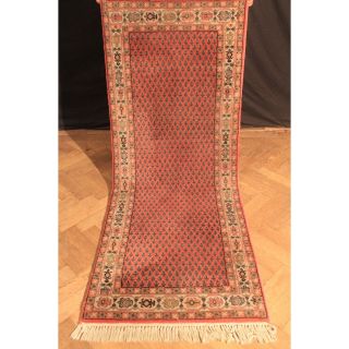 Schöner Handgeknüpfter Orient Palast Teppich Blumen Mir Carpet Old Rug 210x80cm Bild