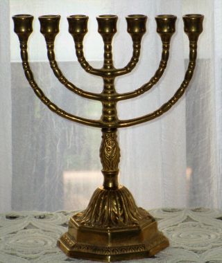 Älterer Jüdischer Kerzen - Ständer Leuchter Davidleuchter Messing Menora Bild