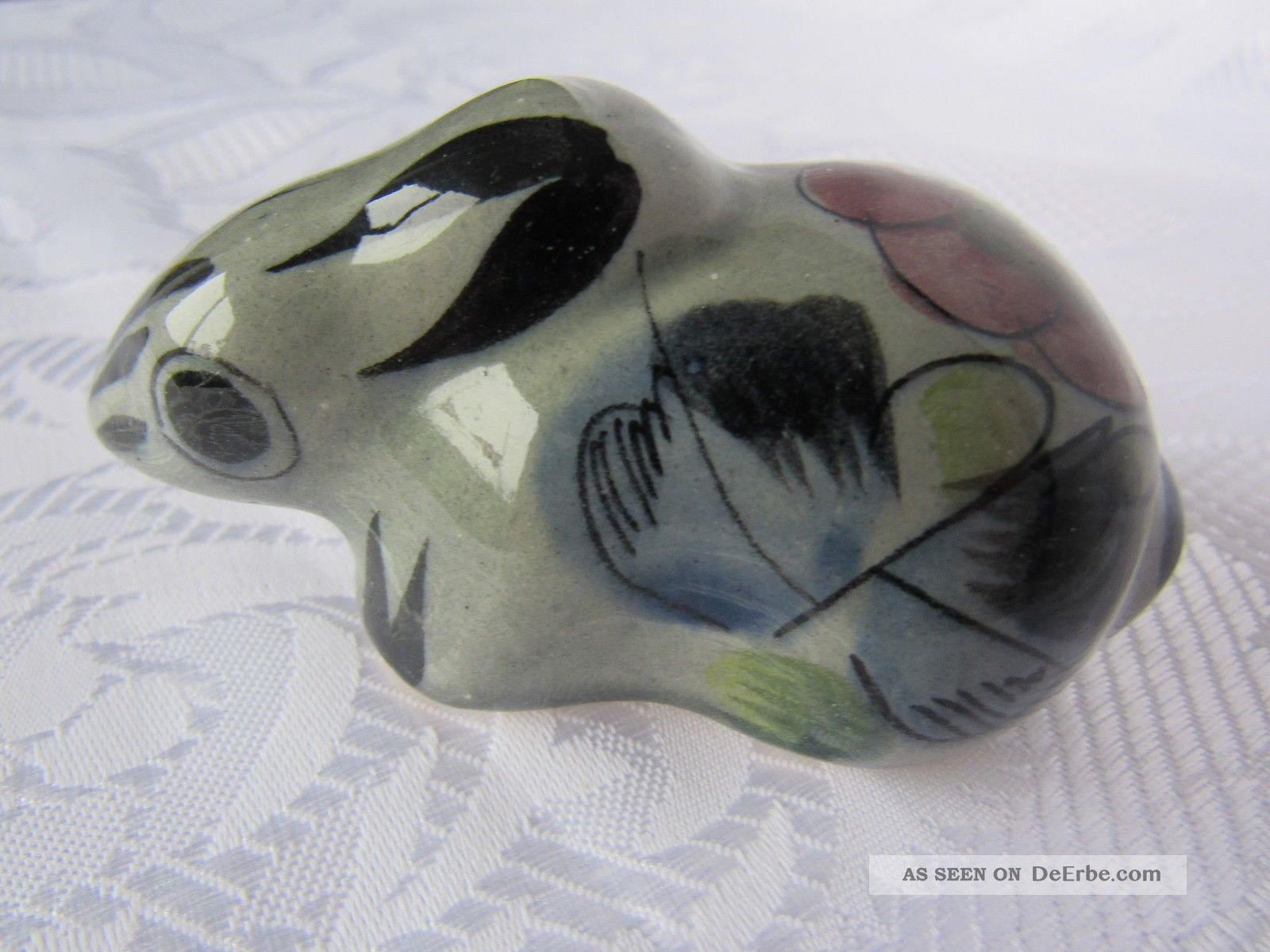 Mexikanische Figur Aus Keramik,  Lasiert,  Florales Muster,  H.  Ca.  4 Cm,  L.  Ca 9 Cm Internationale Antiq. & Kunst Bild
