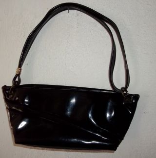 Alte Tasche - Damentasche - Schwarz - Lack - Bügeltasche - 50 - 60er Jahre Bild