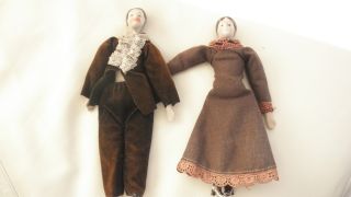 Antike Brustplatt Biskuitpuppen Paar Um 1900 Puppenstube Puppenhaus Bild