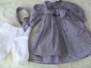 Alte Puppenkleidung Grey Mauve Dress Outfit Vintage Doll Clothes 55 Cm Girl Bild